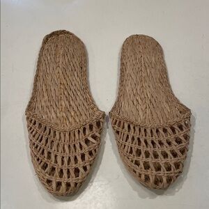 Women's Tan Woven Slip-On Mules